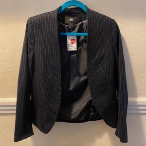 Navy Blue and White Striped Blazer (H&M)